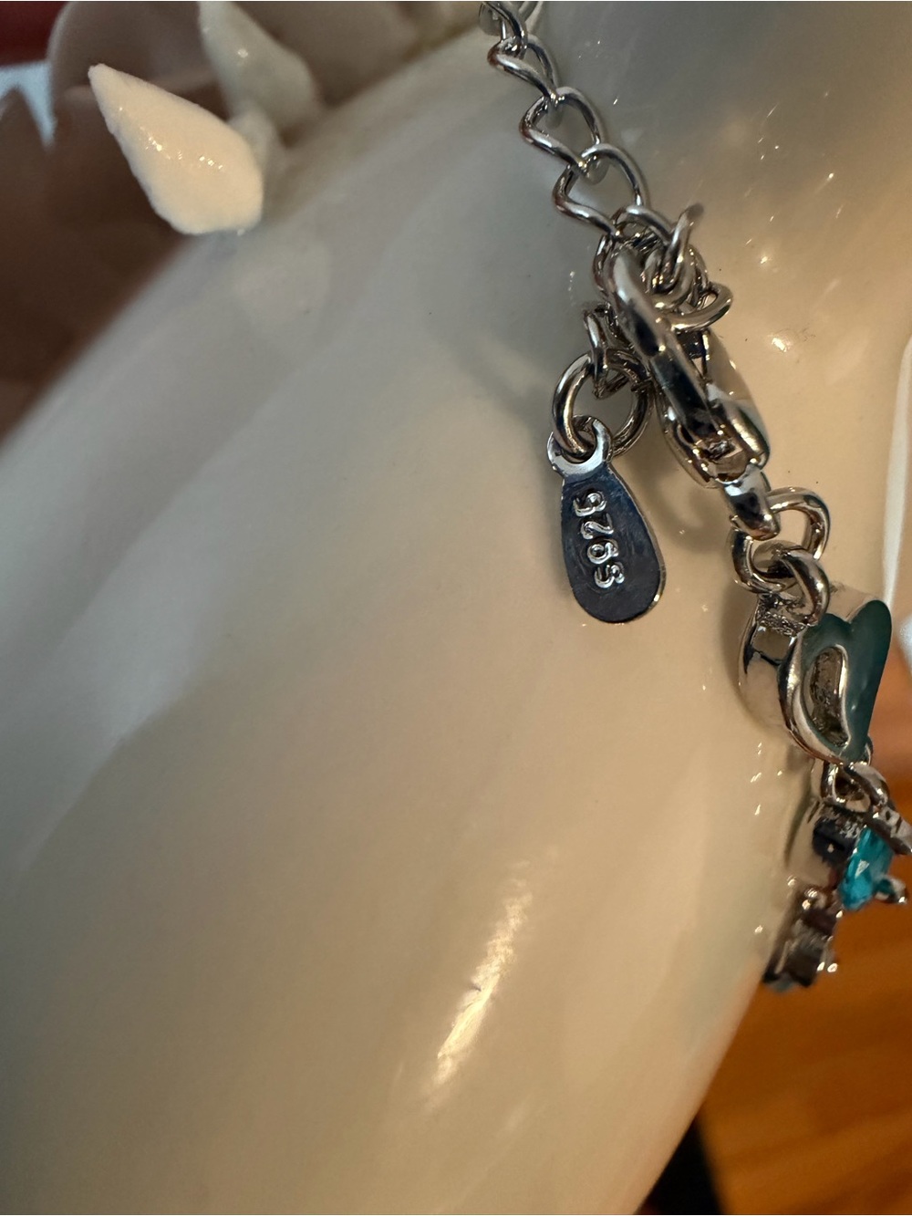 NEW 925 Sterling Silver Heart blue Bracelet - Picture 11 of 11
